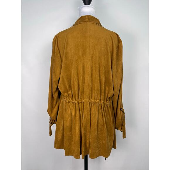 Torrid Cognac Faux Suede Drape Front Anorak Jacket Size 1 - Picture 5 of 7